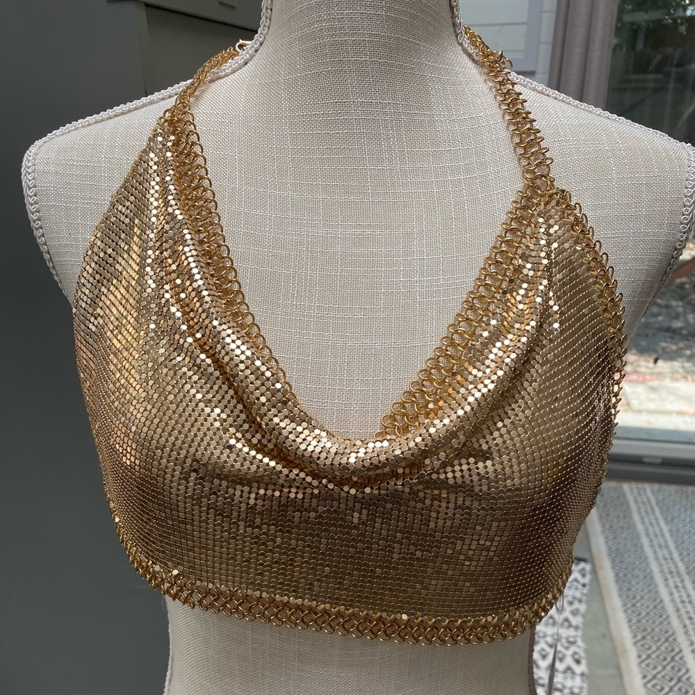 Chain mail Gold Halter Top